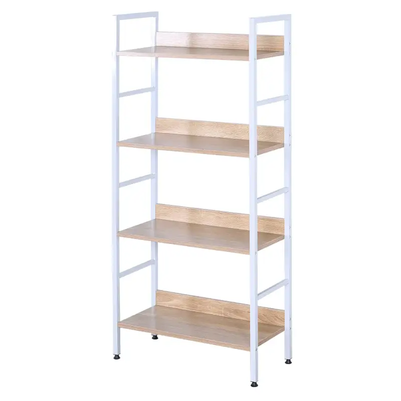 BukkitBow – Bücherregal/Metallregal mit hellen Holzregalen – Geeignet als Schuhregal und Dekorationsregal (60 x 27,5 x 126...