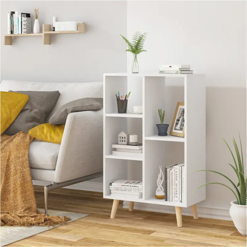 BukkitBow – Kompaktes Bücherregal – 5 Fächer – Platzsparend – Stabile Regale – 30 x 60 x 95 cm