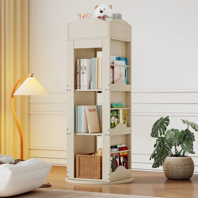 Drehbares Bücherregal, Standregal, Bilderbuchregal mit 360-Grad-Drehfunktion, Lagerregal für Kinder und Erwachsene, multif...