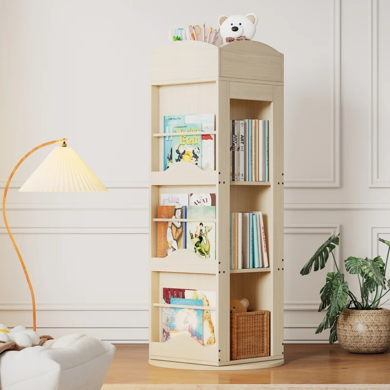 Drehbares Bücherregal, Standregal, Bilderbuchregal mit 360-Grad-Drehfunktion, Lagerregal für Kinder und Erwachsene, multif...
