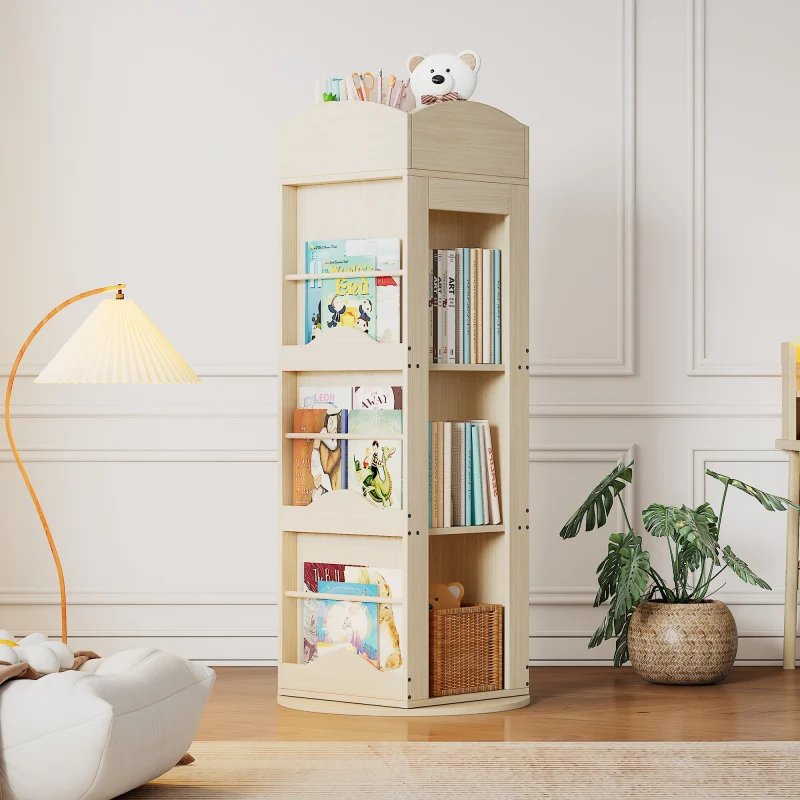 Drehbares Bücherregal, Standregal, Bilderbuchregal mit 360-Grad-Drehfunktion, Lagerregal für Kinder und Erwachsene, multif...