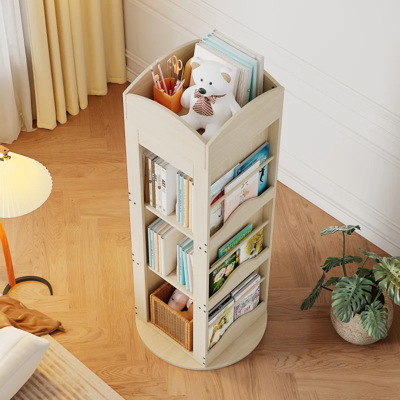 Drehbares Bücherregal, Standregal, Bilderbuchregal mit 360-Grad-Drehfunktion, Lagerregal für Kinder und Erwachsene, multif...