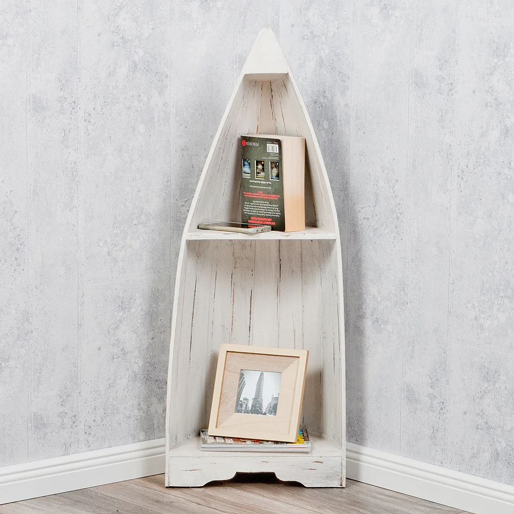 Massivholz Bootsregal / Bücherregal BALI ca.100cm Antique White