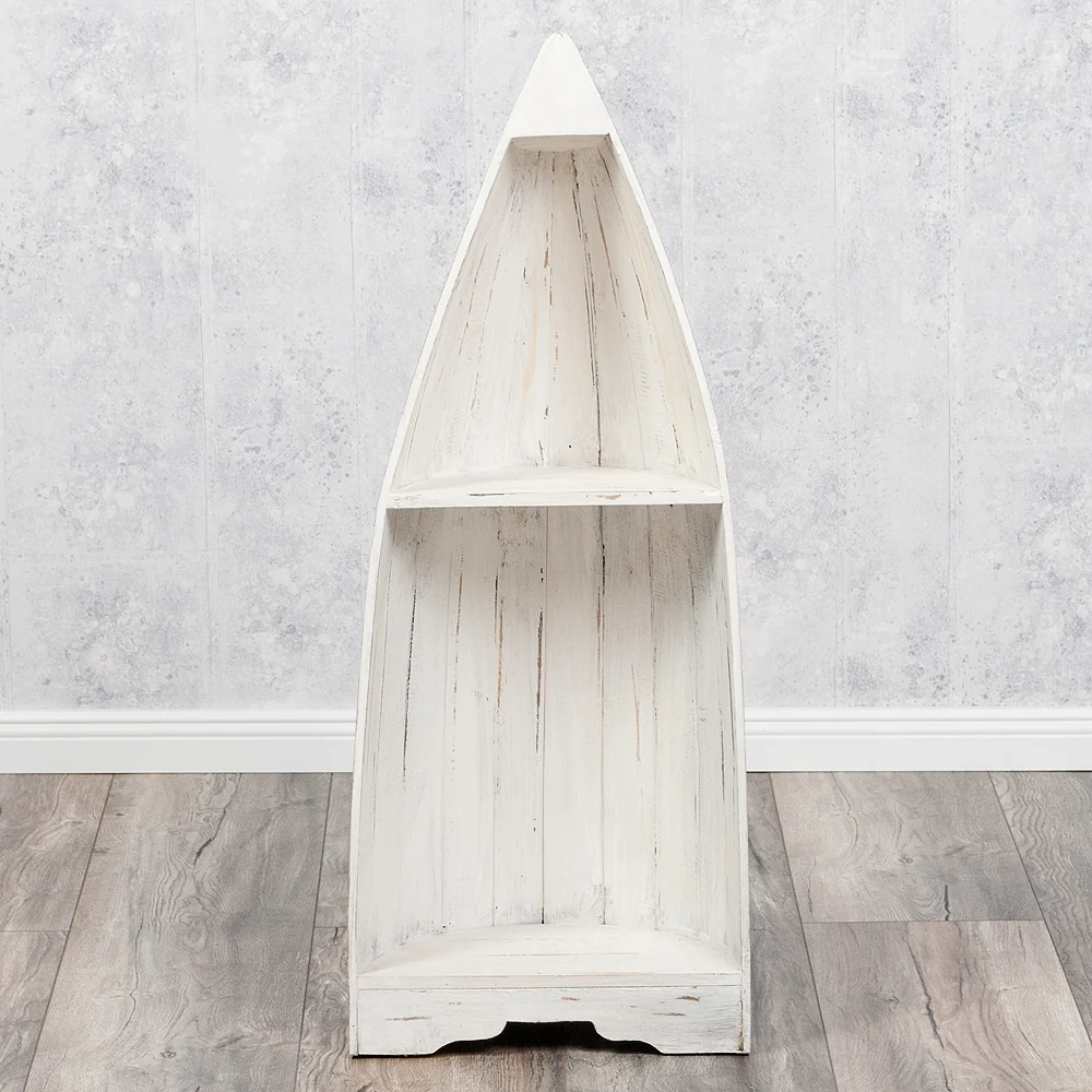 Massivholz Bootsregal / Bücherregal BALI ca.100cm Antique White