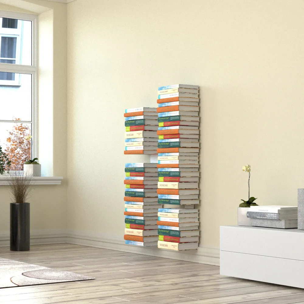 Unsichtbares Bücherregal 6er-Set klein weiss