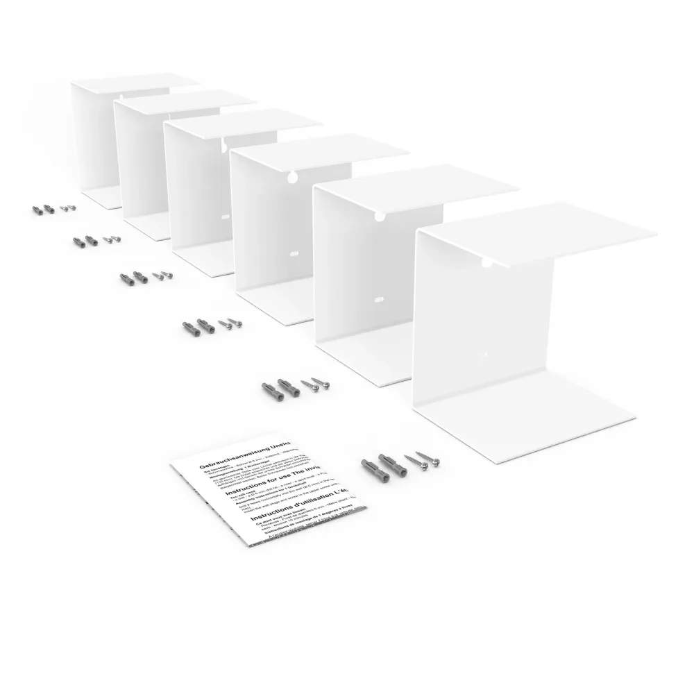 Unsichtbares Bücherregal 6er-Set klein weiss