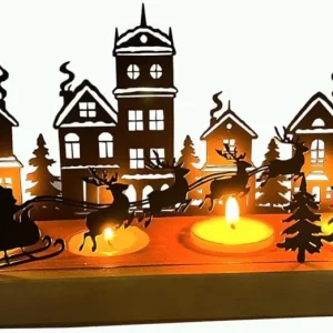 Adventskranz Teelichthalter Weihnachtsdeko Metall Holz 28 x