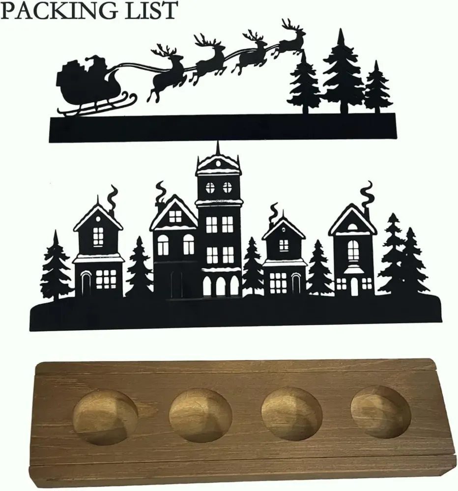 Adventskranz Teelichthalter Weihnachtsdeko Metall Holz 28 x