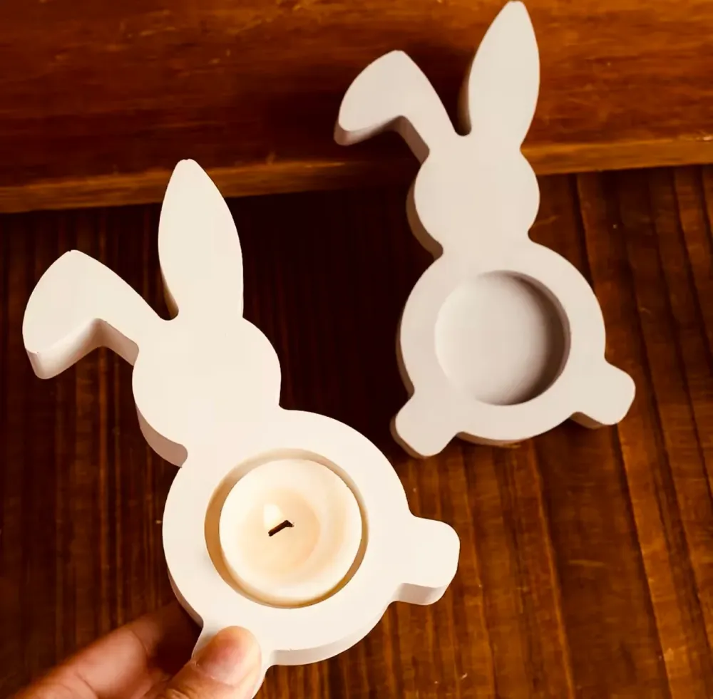 Silikonform: Teelichthalter "Hase mit Knickohr"