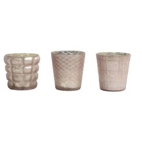 Teelichthalter 3er-Set, pastellrosa