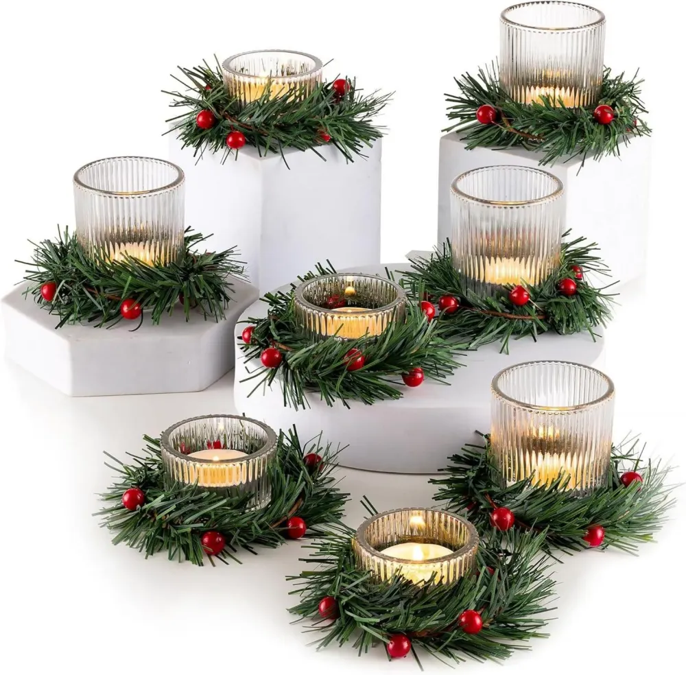 Teelichthalter Weihnachten 8er Set Kerzengläser