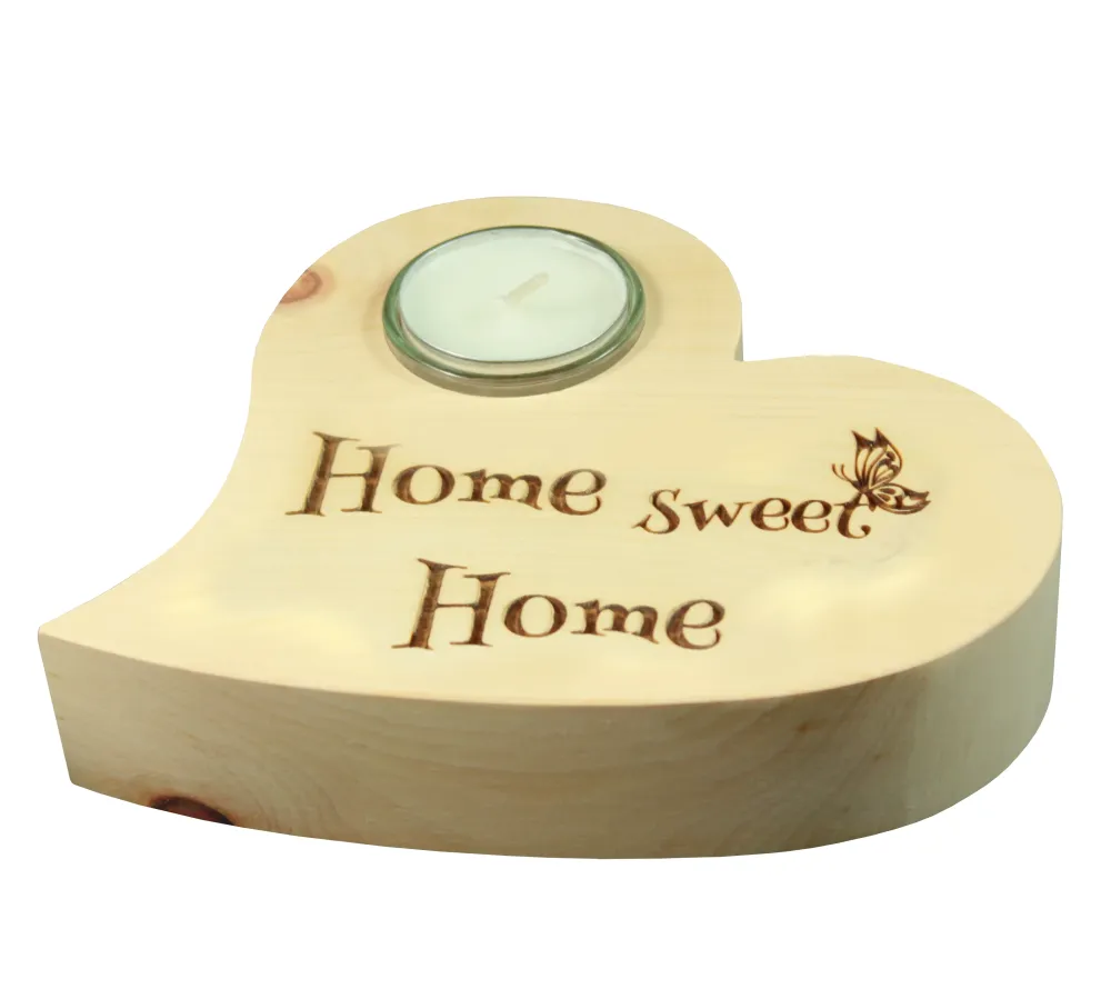Zirbenherz Teelichthalter "Home Sweet Home"