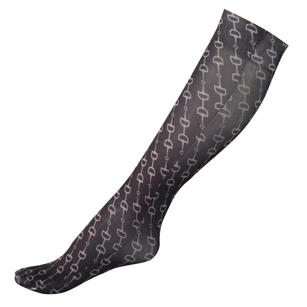 Amira dünne, bedruckte Reitsocken Black/ Steel Grey Junior