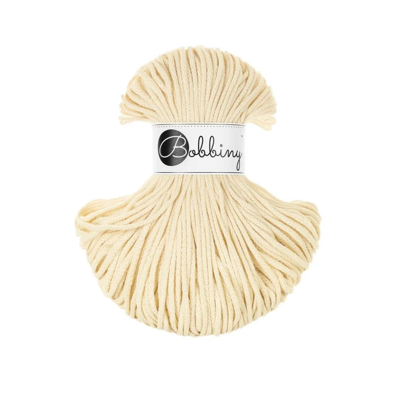Bobbiny JUNIOR Flechtkordel 3mm geflochten Butter Yellow 100m