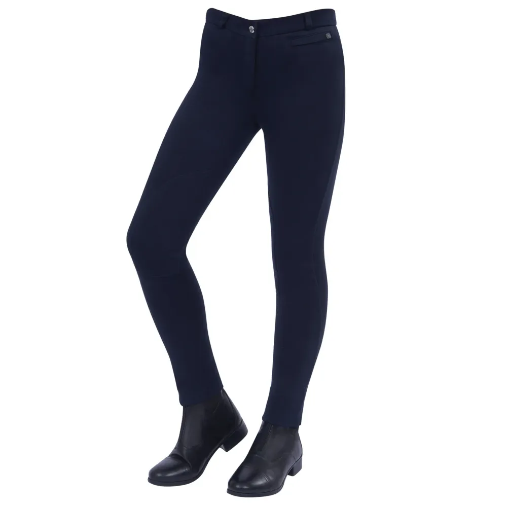 Supa-Fit Jodhpur Reißverschluss-Reithose mit Kniebesatz, Junior Dark Blue 128