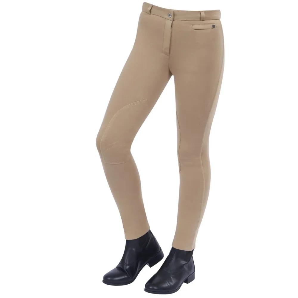 Supa-Fit Jodhpur Reißverschluss-Reithose mit Kniebesatz, Junior Beige 152