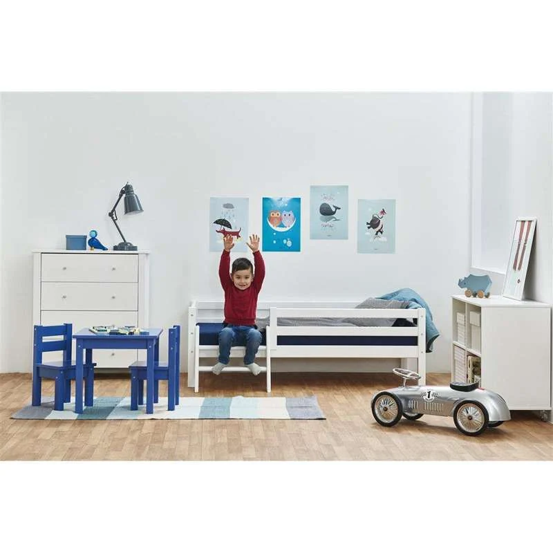 Hoppekids ECO Dream - Einzelbett m. Leiter und Rausfallschutz - 70x160 cm. - Weiß