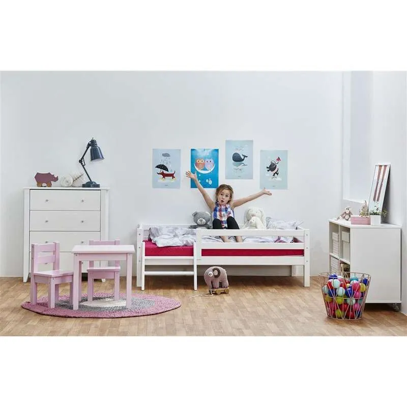Hoppekids ECO Dream - Einzelbett m. Leiter und Rausfallschutz - 70x160 cm. - Weiß