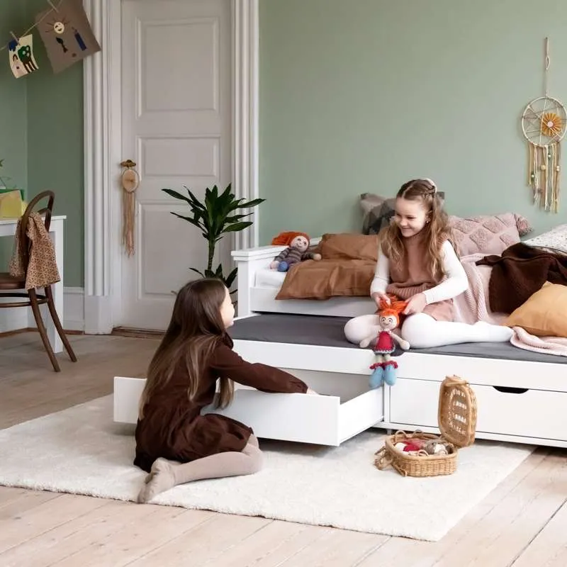 Hoppekids MAJA DELUXE - Einzelbett - 1 Hoch und 1 Mittel Giebel - 90x200cm - Weiß