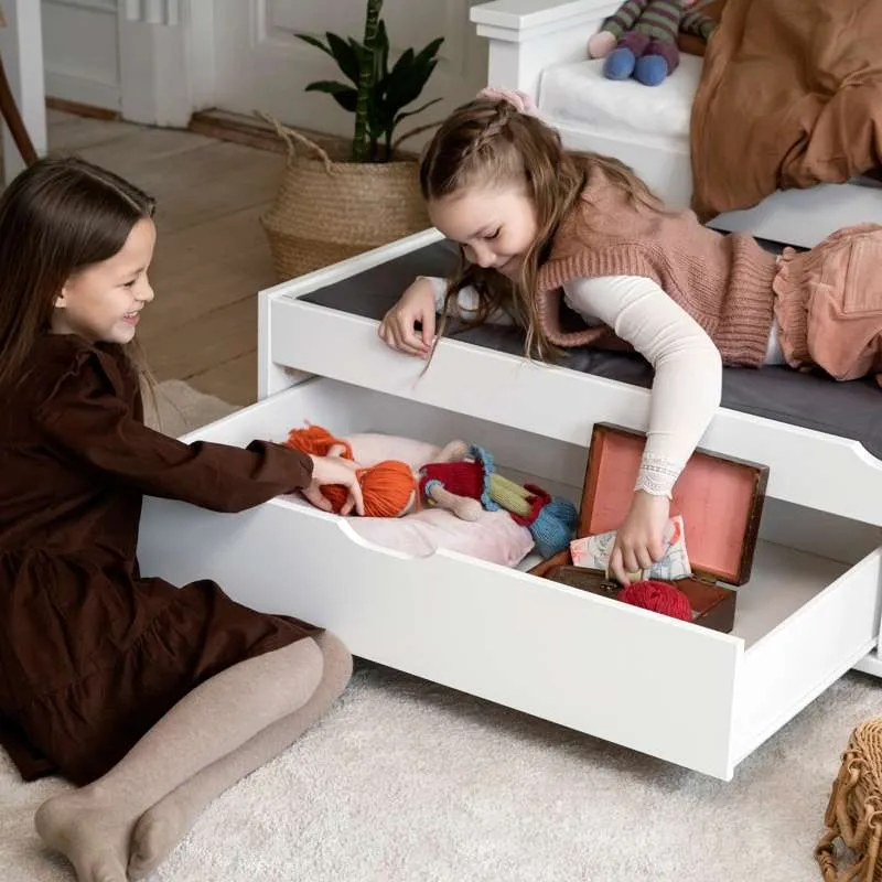 Hoppekids MAJA DELUXE - Einzelbett - 1 Hoch und 1 Mittel Giebel - 90x200cm - Weiß
