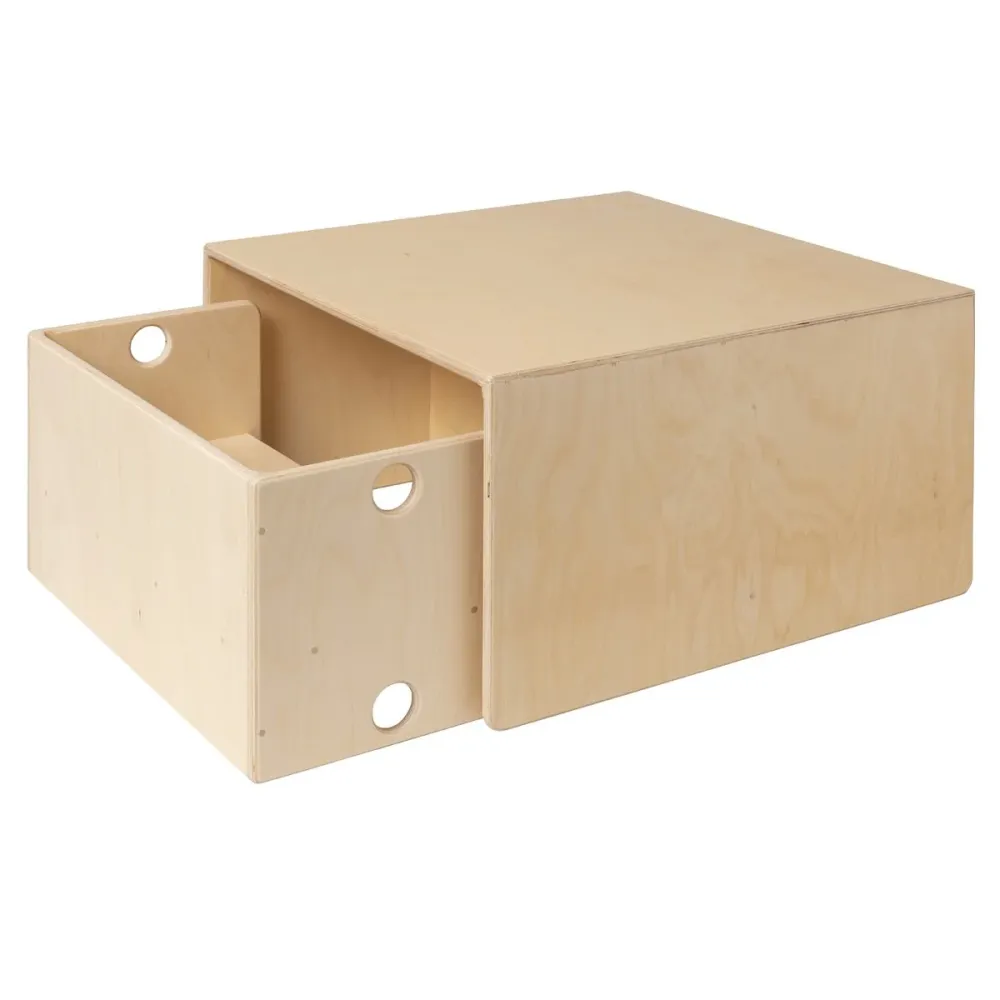 Würfeltisch aus Holz & Kinderbank – 75 x 75 x 40 cm