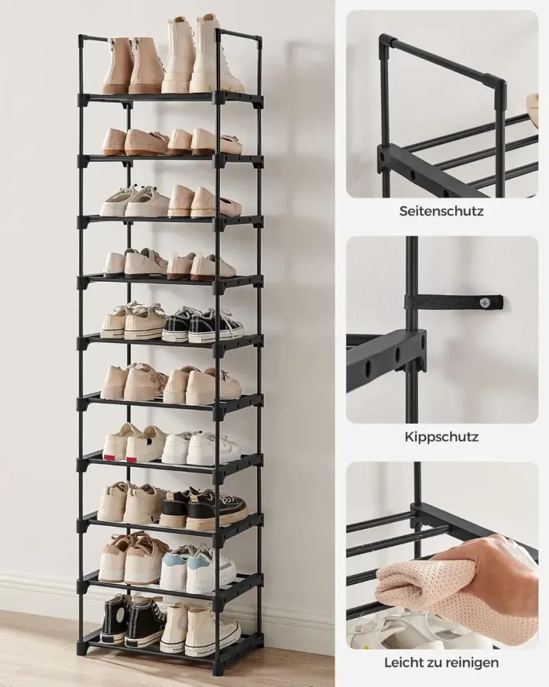 Schuhregal mit 10 Ebenen offener Schuhschrank