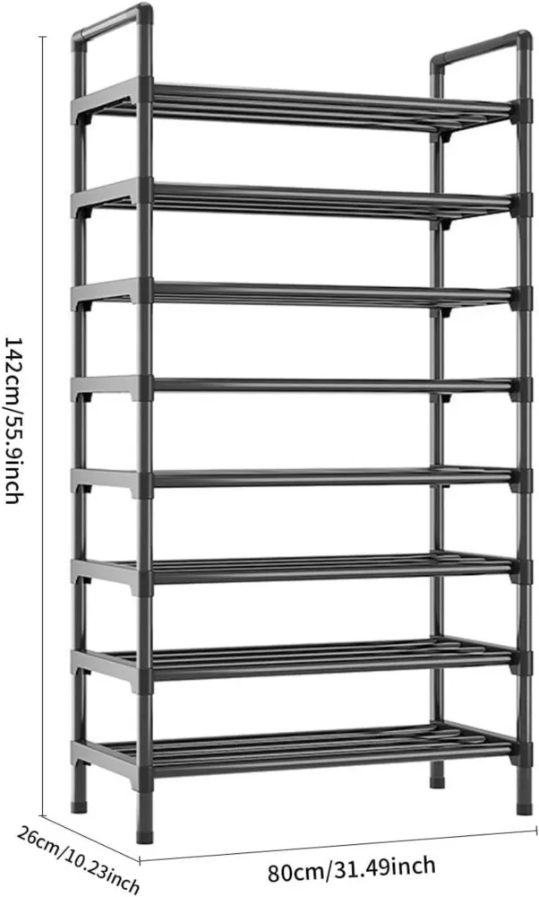 Schuhregal Schwarz 8 Tier Shoe Organizer Metall 80x26x142cm