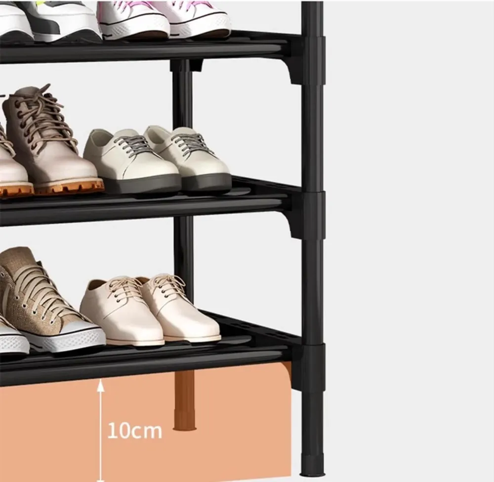 Schuhregal Schwarz 8 Tier Shoe Organizer Metall 80x26x142cm