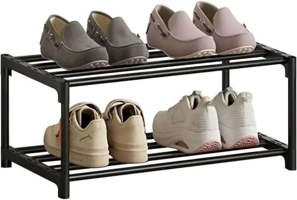 XIANGLV 2-stöckiges schlankes Schuhregal mit