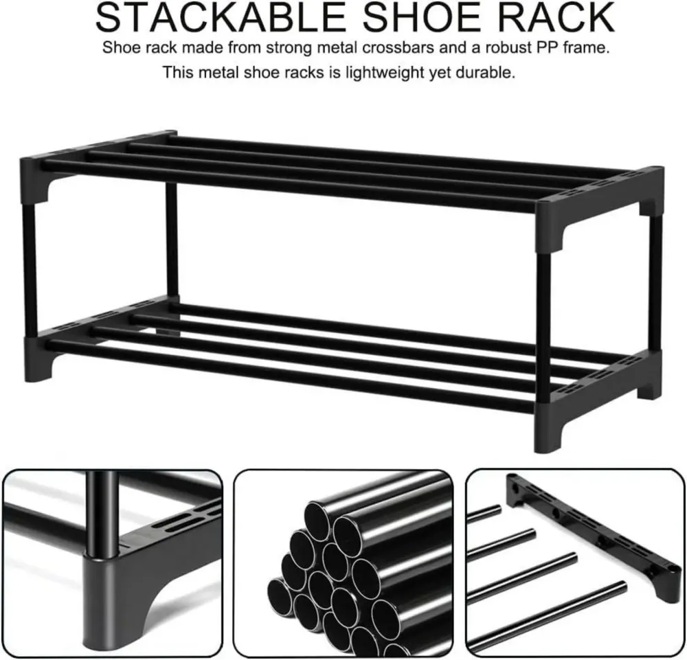 XIANGLV 2-stöckiges schlankes Schuhregal mit