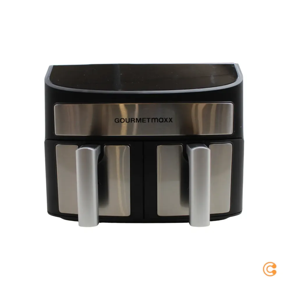 B-Ware Gourme Tmaxx Heißluftfritteuse Fritteuse Airfryer Doppelkammer Schwarz 2x35 L385