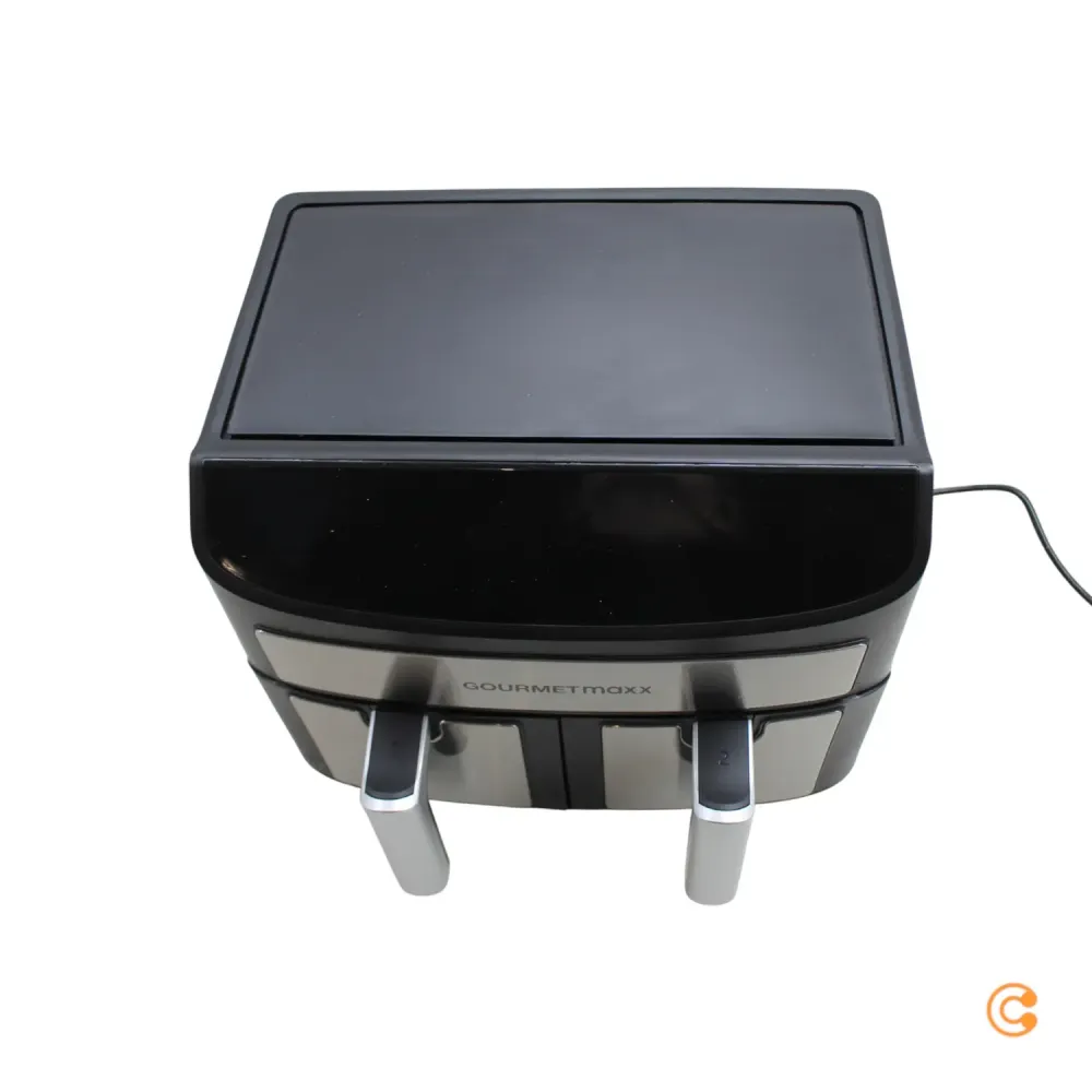 B-Ware Gourme Tmaxx Heißluftfritteuse Fritteuse Airfryer Doppelkammer Schwarz 2x35 L385