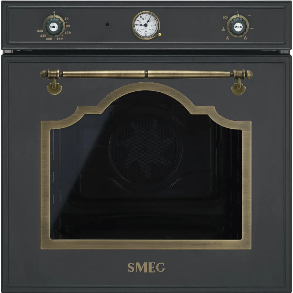 Forno Ad Incasso Smeg Classic SF700AO 70 Litri Classe (A59,7xL59,7xP54,8) Ventilato Maniglia Ottone antico Antracite