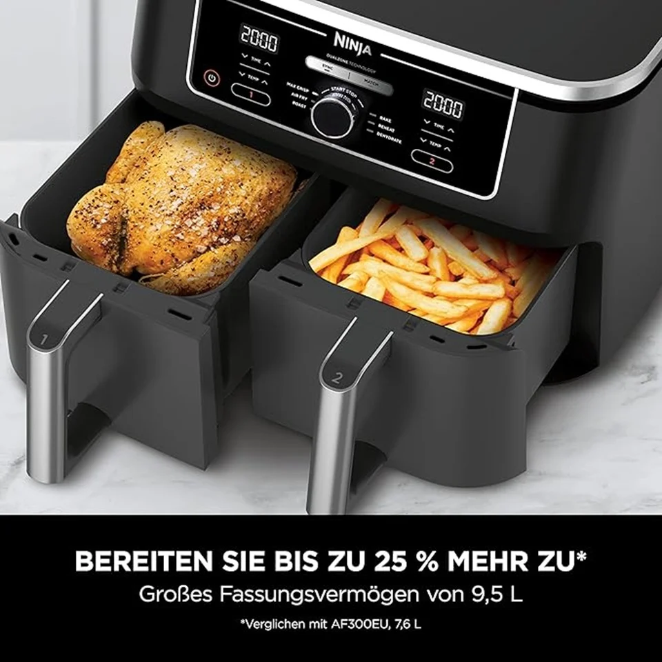 Ninja Foodi MAX Dual Zone Heißluftfritteuse, Schwarz, AF400EU