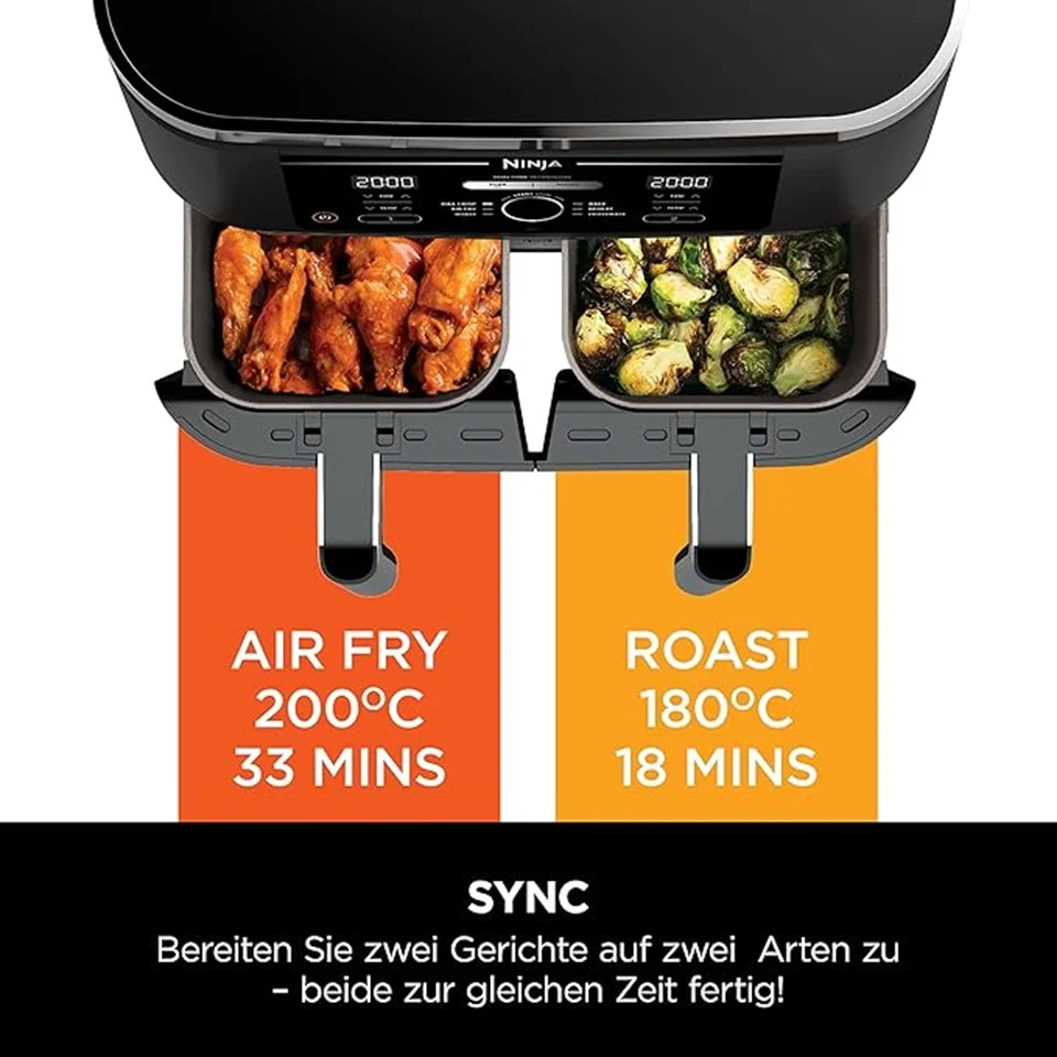Ninja Foodi MAX Dual Zone Heißluftfritteuse, Schwarz, AF400EU