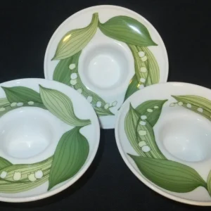 3er Set EIERBECHER - Porzellan, Maiglöckchen-Blumen Dekor