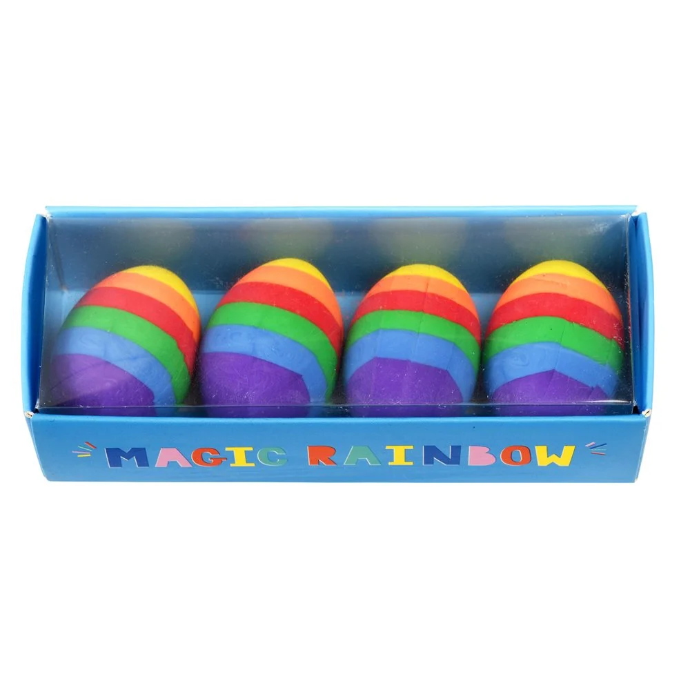 4-ER SET MIT RADIERGUMMIS REGENBOGEN-EIER