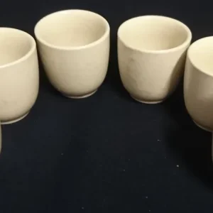 6er Set EIERBECHER - Keramik / Steingut, Punkte Tupfen Meliertes Motiv Dekor