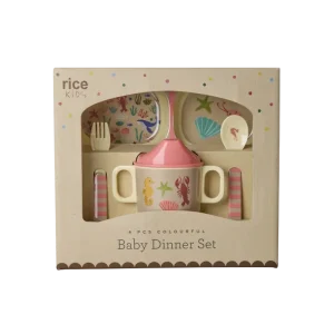 Baby-Geschirrset - Koralle - Ocean Print - Geschenkbox