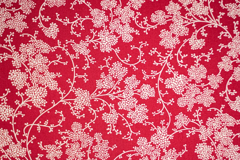 Baumwollstoff Serie Mix & Match Holunder altweiß auf rot