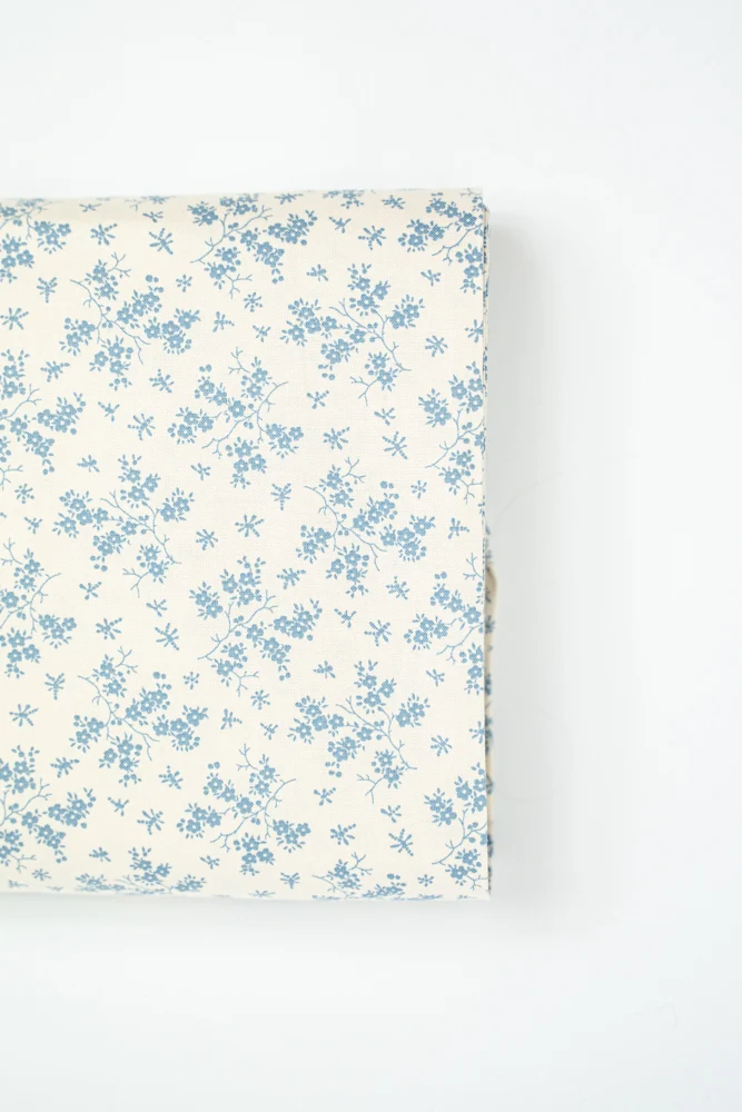 Baumwollstoff Serie Mix & Match kleine Blüten jeansblau auf altweiß