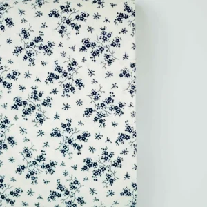 Baumwollstoff Serie Mix & Match kleine Blüten dunkelblau auf altweiß