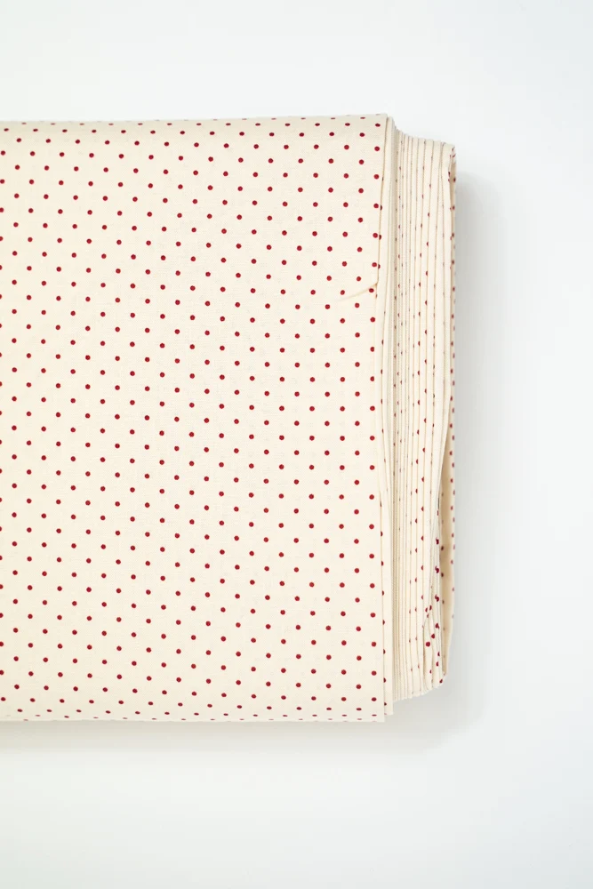 Baumwollstoff Serie Mix & Match kleine Pünktchen rot auf altweiß