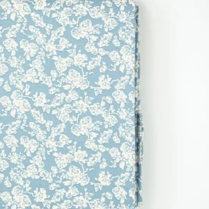 Baumwollstoff Serie Mix & Match Röschen altweiß auf jeansblau