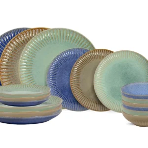 Cookinglife Geschirrset Aqua Maris 18-teilig / 6 Personen - 6 Speiseteller, 6 Frühstücksteller und 6 Schalen