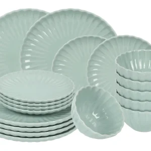 Cookinglife Geschirrset Cardida Grün 18-teilig / 6 Personen - 6 Speiseteller, 6 Frühstücksteller und 6 Schalen