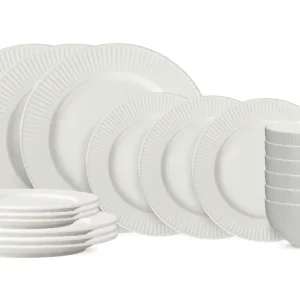 Cookinglife Geschirrset Siaki New Bone - Porzellan 18-teilig / 6 Personen - 6 Speiseteller, 6 Frühstücksteller und 6 Schalen