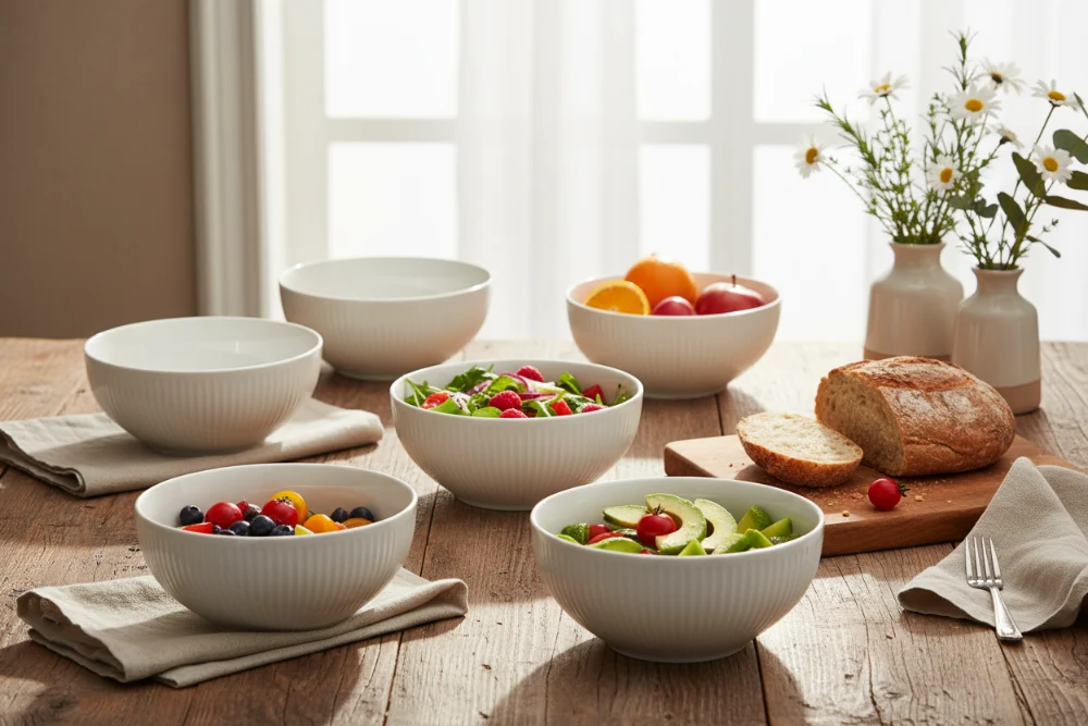 Cookinglife Geschirrset Siaki New Bone - Porzellan 18-teilig / 6 Personen - 6 Speiseteller, 6 Frühstücksteller und 6 Schalen