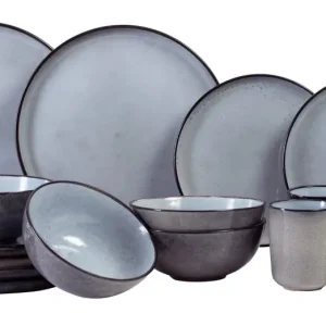 Cosy & Trendy Geschirrset Ciel - Blau - 16-teilig / 4 Personen - 4 Speiseteller, 4 Frühstücksteller, 4 Schalen und 4 Tassen