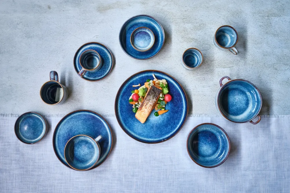 Cosy & Trendy Geschirrset Jade Indigo 12-teilig / 4 Personen - 4 Dinner-Teller, 4 Frühstücksteller und 4 Schalen
